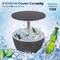 Adjustable Height Patio Ice Cooler Side Table 8 Gallon Rattan Look